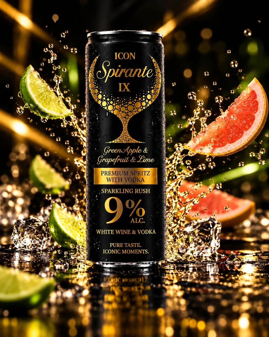 Zöldalmás ICON Spirante IX doboz grapefruit- és limeszelettel, vízcseppekkel